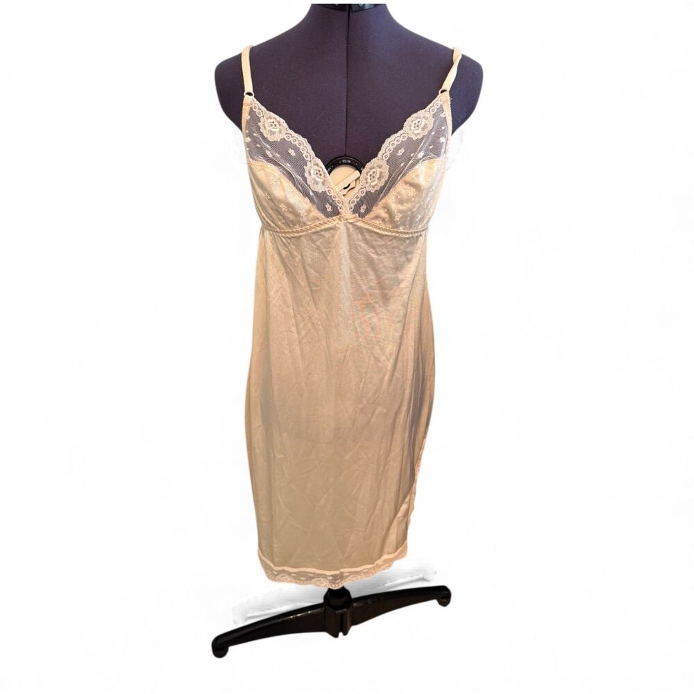 Vintage Lingerie Warner's Whimsies Slip Dress Sz 38 Nylon Tricot Lace Chemise